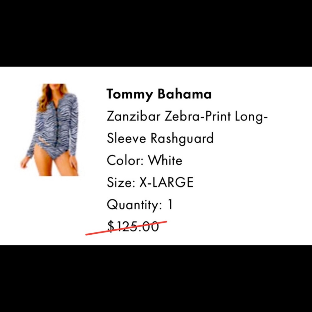 Tommy Bahama Long Sleeved Swim Suit, XL, $50